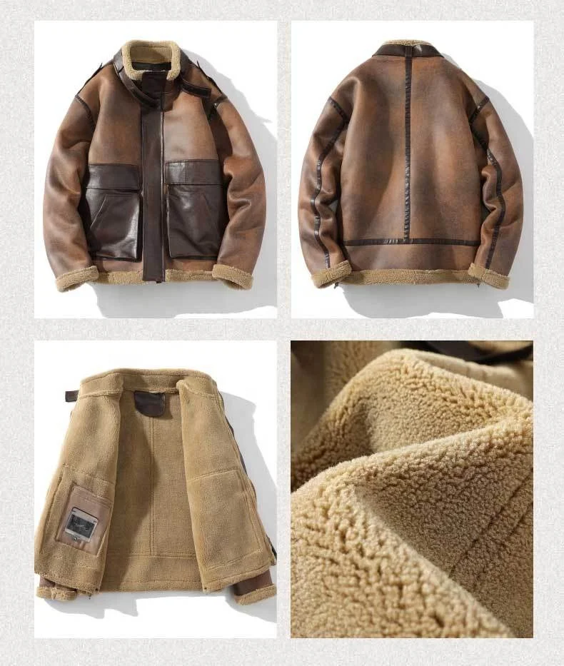 Winter Plus Size Mens Clothing chaqueta custom jacket for men with fur Thick Warm heavy weight Coat  men leather jacket with fur