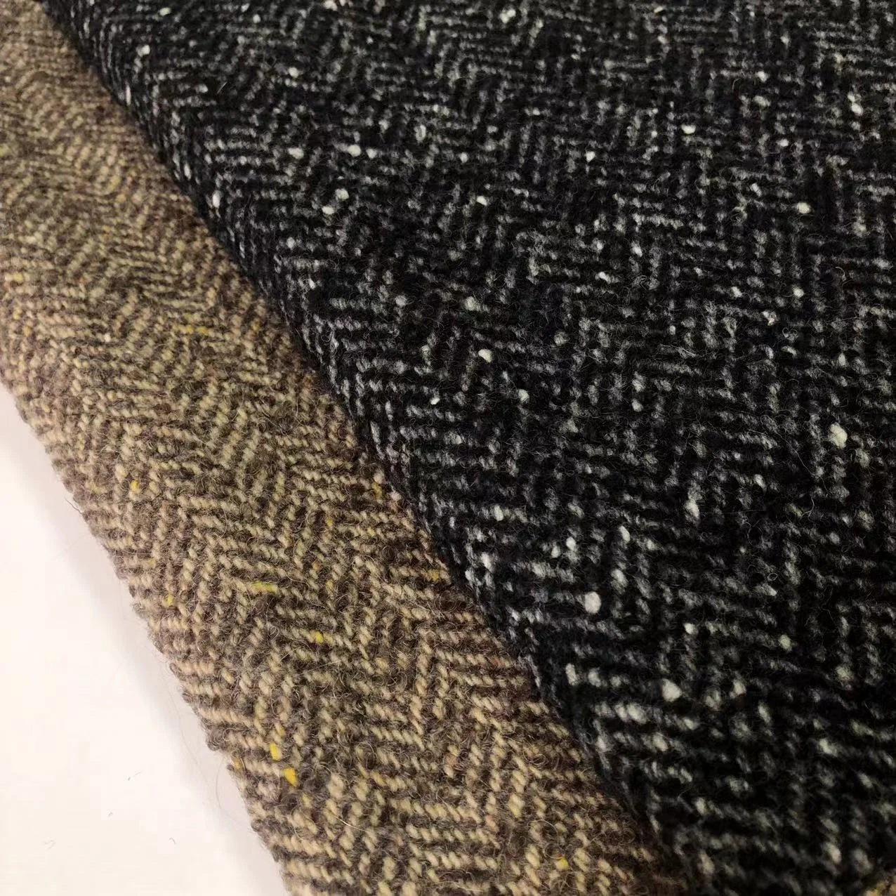 580g/m New Mixed-color Herringbone Check Coat Vintage 90Wool 3mohair 3alpaca 4Polyester Single-sided Wool Fabric Suit Jacket
