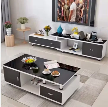 Factory Direct Modern Style Wholesale Multifunctional Center Table Solid Wood TV Cabinet and Coffee Table Set