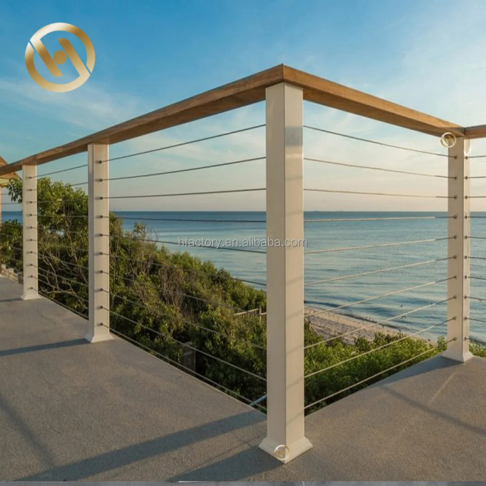 HJ Adjustable Stainless Steel Cable Balustrade System Exterior Interior Deck Wire Rope Railing