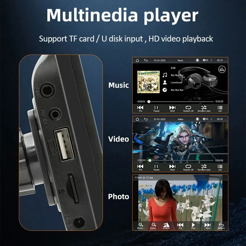 7 Inch Carplay Monitor Touch Screen Universal Portable Wireless Android Auto Wifi Car Play Radio Stereo DVD Player For bmw truck