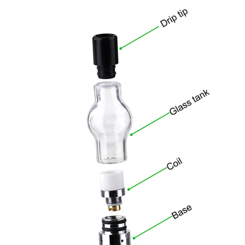 
510 thread batteries Glass Globe Atomizer Dry Herb Vaporizer Replaceable coil head Wax Vapor Tank 