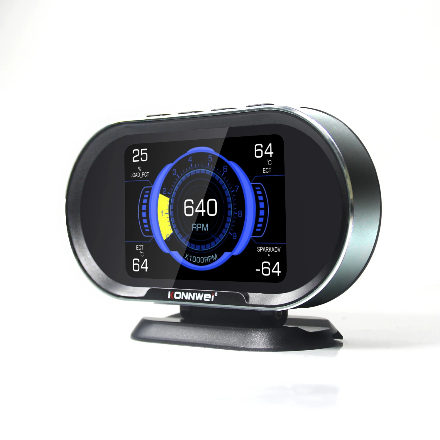 Smart Auto Meter Boost Gauge KONNWEI KW206 RPM Speedometer HUD Head Up Display Voltage Alarm OBD2 EOBD Diagnostic tool Scanner