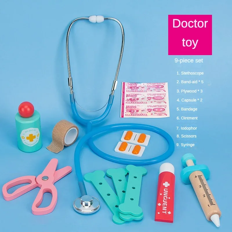 Educational Dentist Toy Wooden Mini Simulation Stethoscope Injection Game Role-playing Medical Kids Doctor Play Set Kits Toys