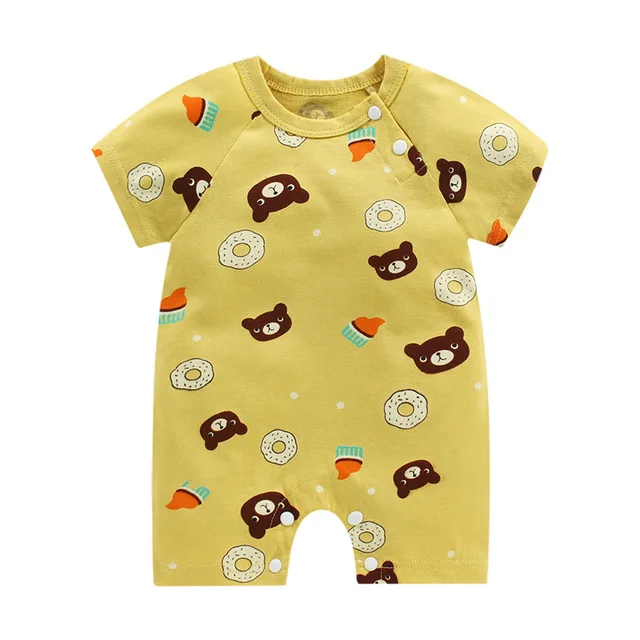 
Baby onepiece clothes romper newborn baby cotton shortsleeved thin open crotch romper wholesale 