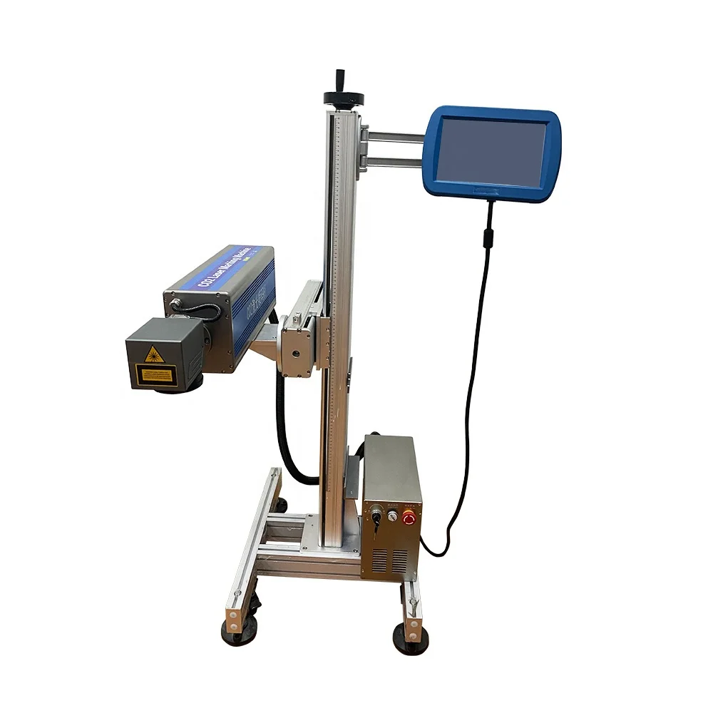 Small Portable Flying Type CO2 Water Bottle Laser Coding Machine for Series Number QR Code Date Marking Equipment