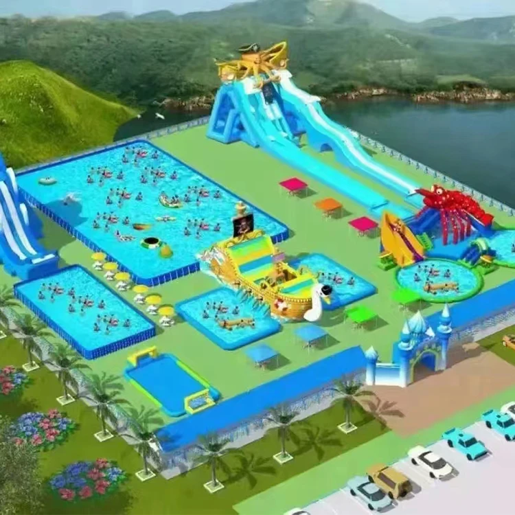 theme inflatable theme park bounce house commercial castle inflatable playground for kids