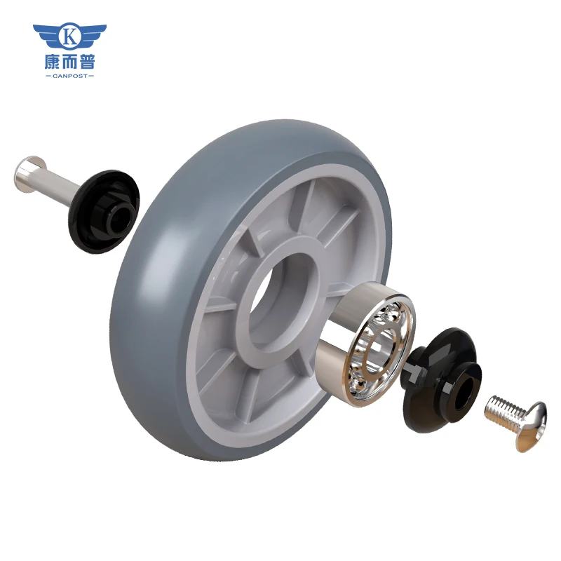 Most Popular Standard Hospital Medical Trolley Wheel High-quality 3/4 Inches TPR Plastic Universal Castor with plate