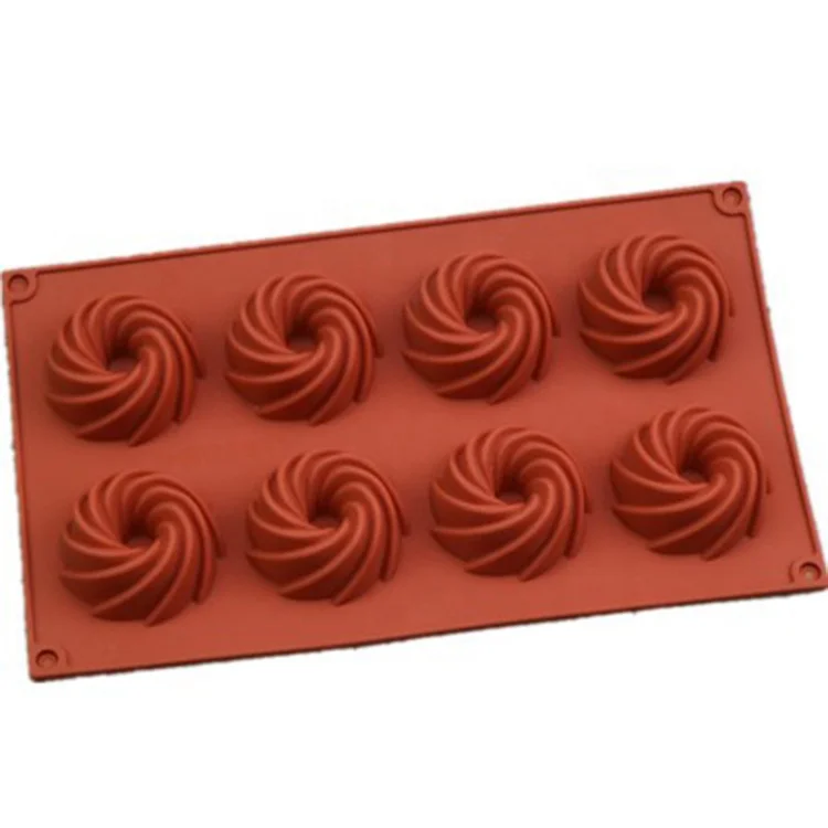 8 Cavities Cyclone spiral Silicone Molds for Microwave Cake