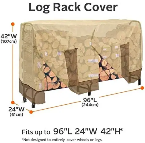 Firewood Rack Cover 8 Ft, Log Rack Cover, Heavy Duty and Water Resistant 600D Oxford All Weather Protection Firewood Cover