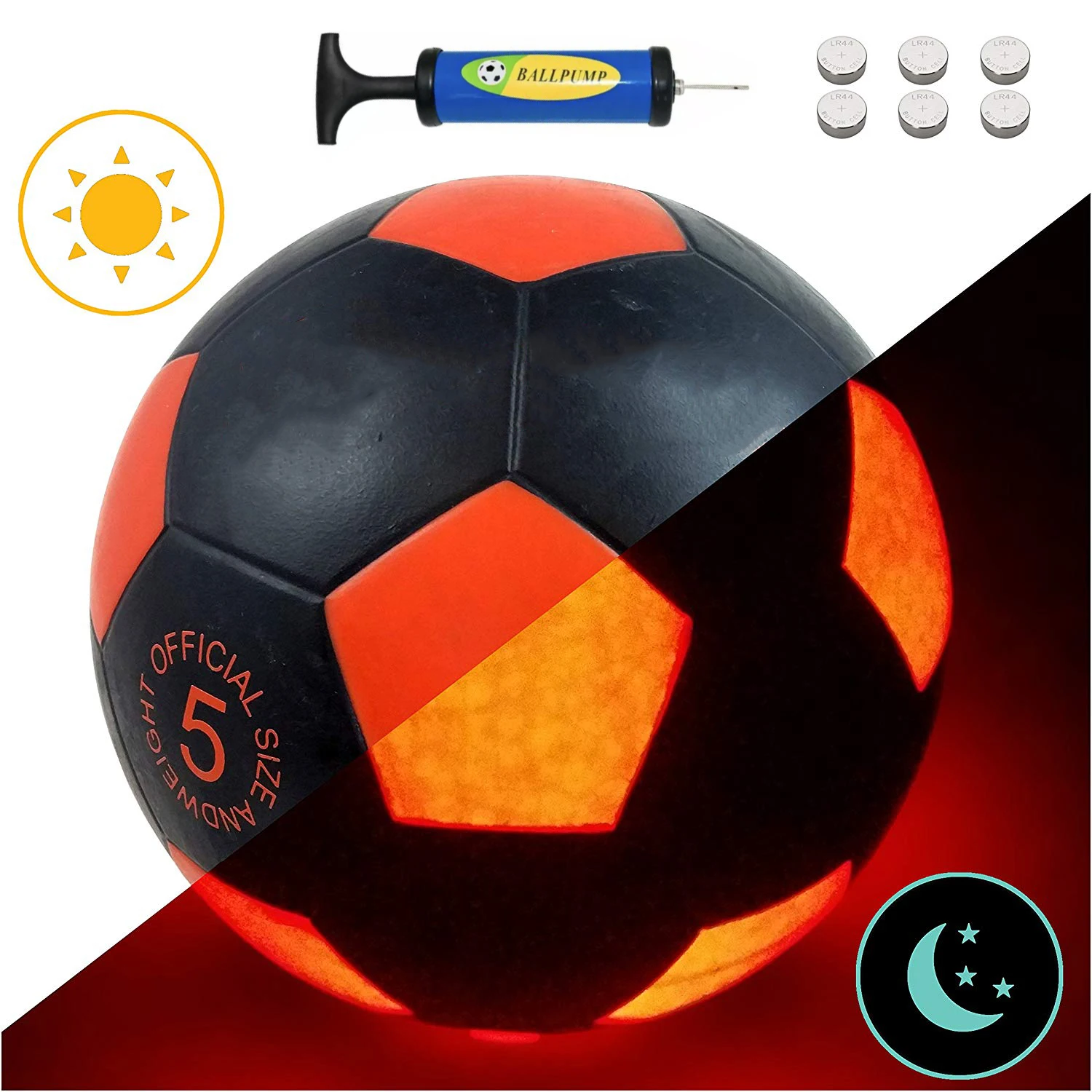 High quality Soccer Ball Blue LED Light Up Football Night Training Super Bright Glow Ball in night Luminous Football Outdoor