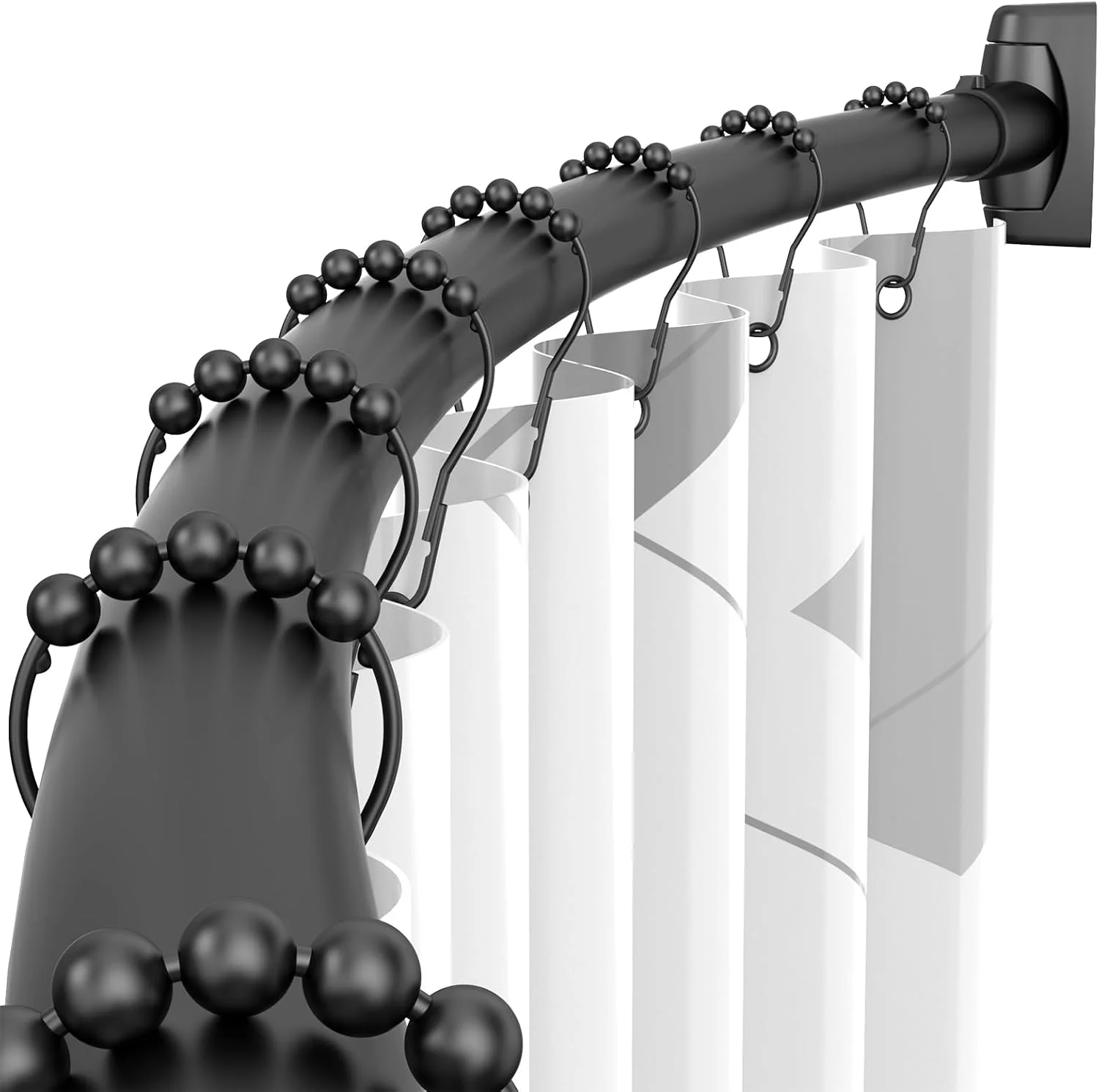 CF BSR99 Curved Stainless Steel Shower Curtain Rod 43-72 Inches Adjustable multifunction Shower Curtain Rod Tension Anti-Slip