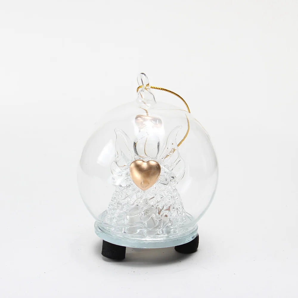 Christmas ornaments glass ball with angel Eco-friendly LED glass dome light angel Eco-friendly