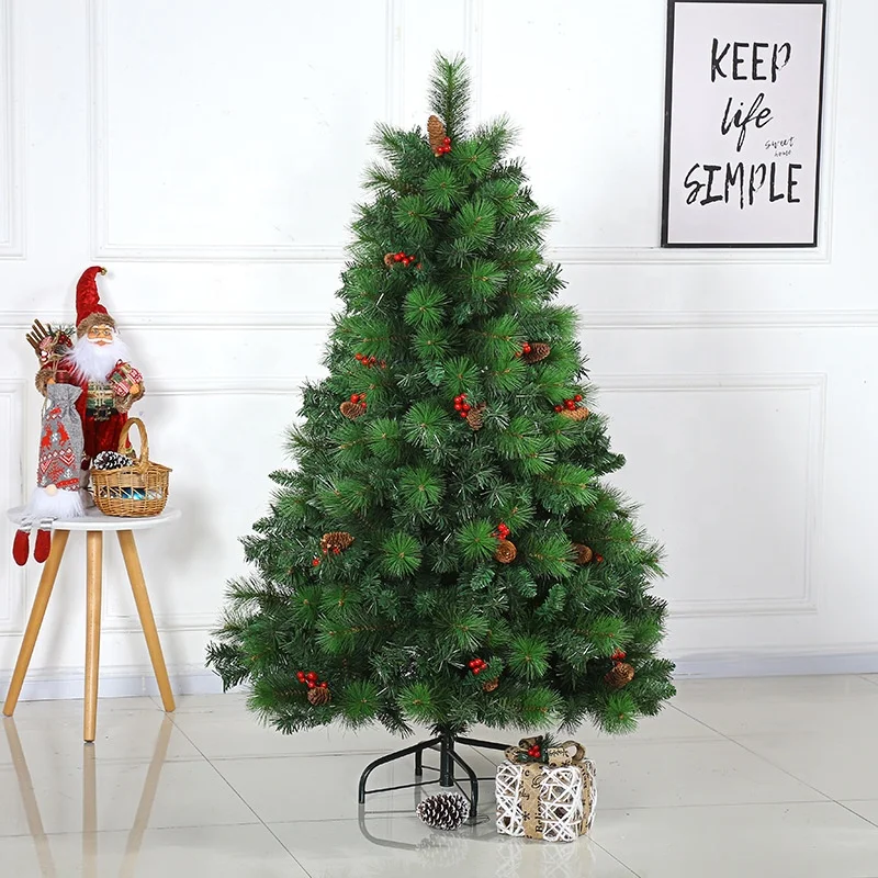 Wholesale artificial 100% recycled 180cm Pine needle and PVC mixed leaves beautiful decor christmas tree