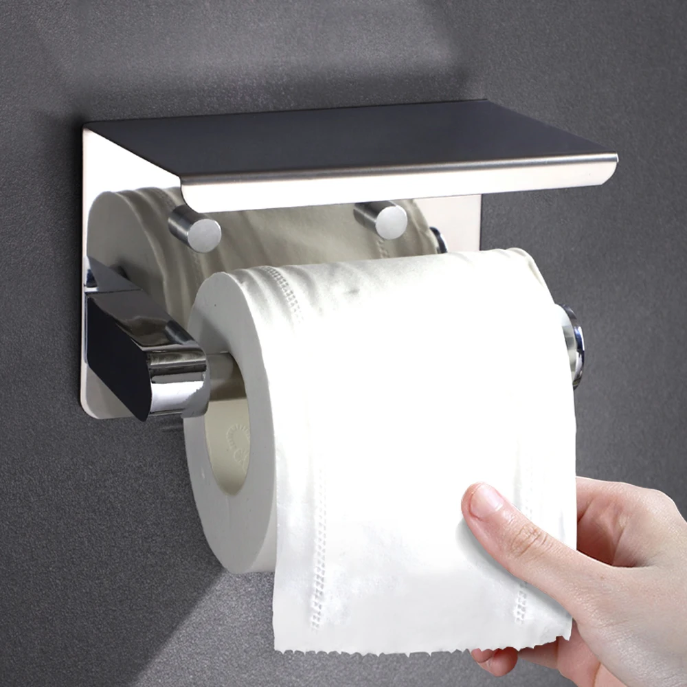 High Quality Waterproof Black Hotel Room Bathroom Stainless Steel Toilet Paper Holder