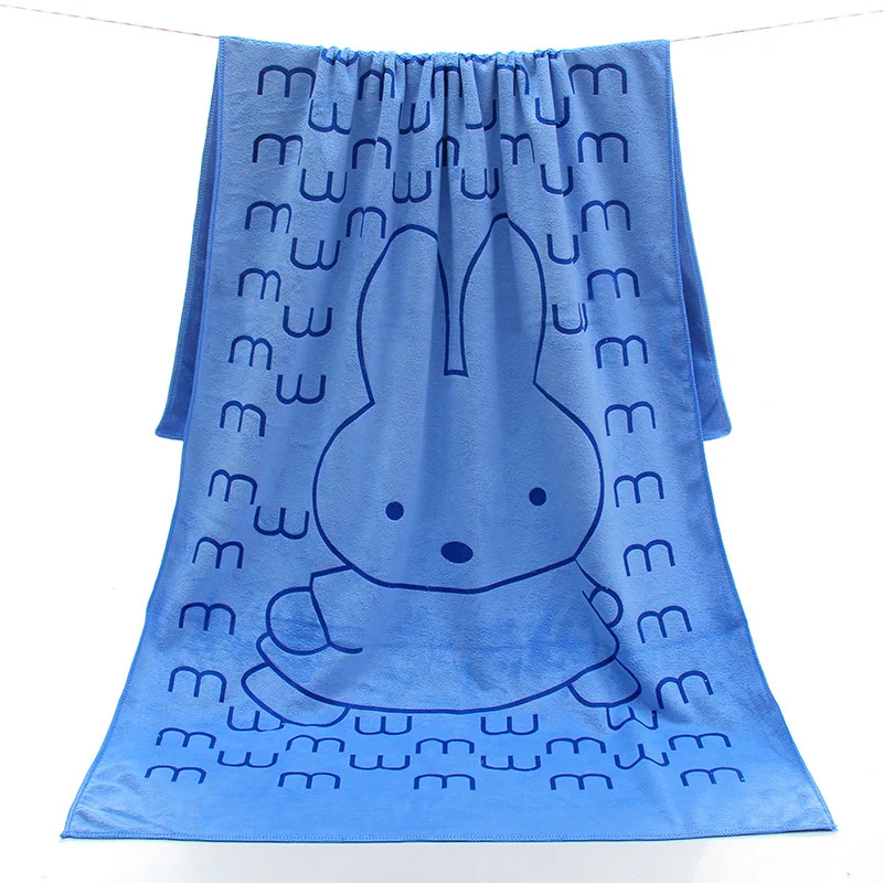 wholesale kids microfiber beach towel overlocked rabbit printed bath towel