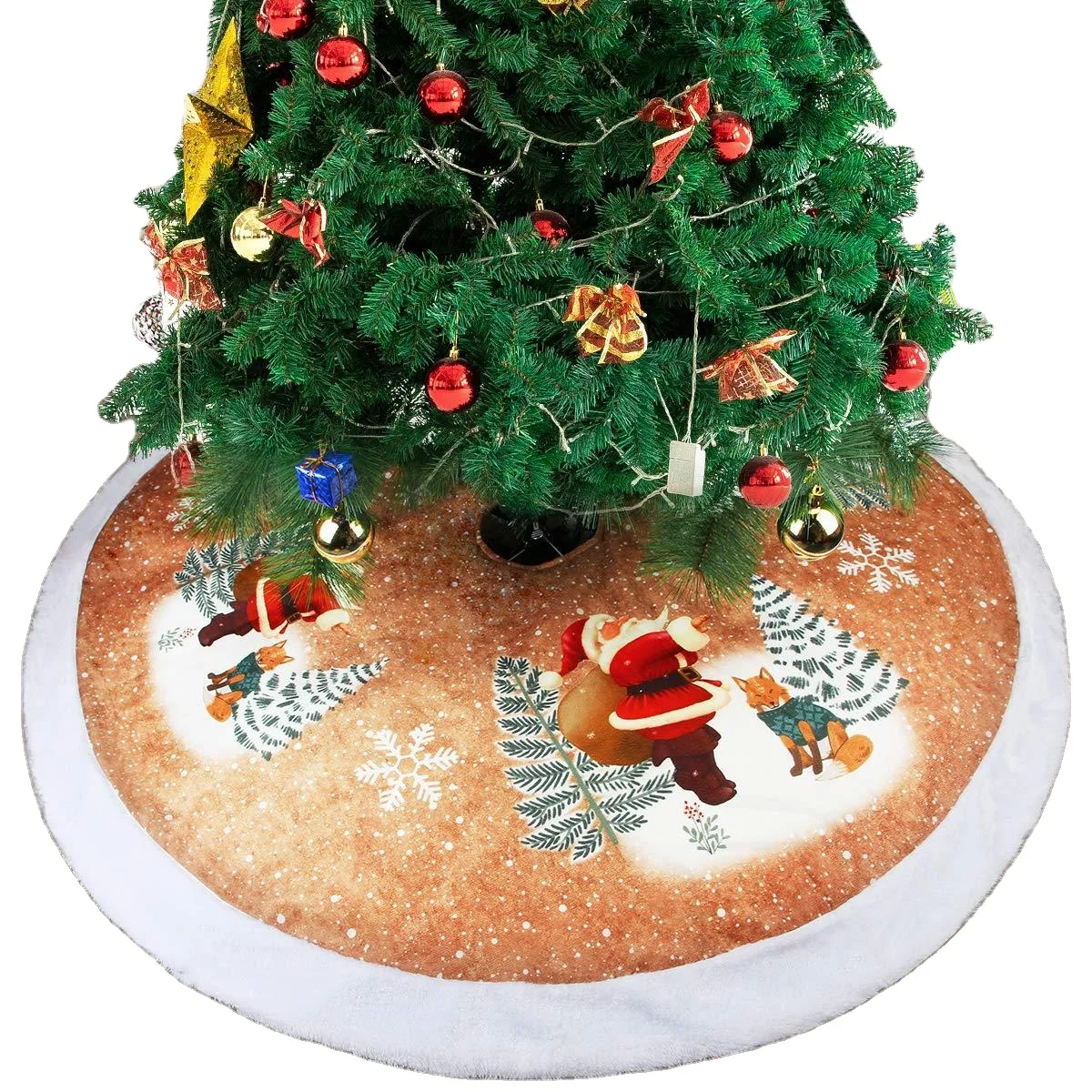 Wholesale 100cm Red Xmas Ornaments Santa Carpet Christmas Decoration Home Holiday Party Supplies Christmas Tree Skirt Apron