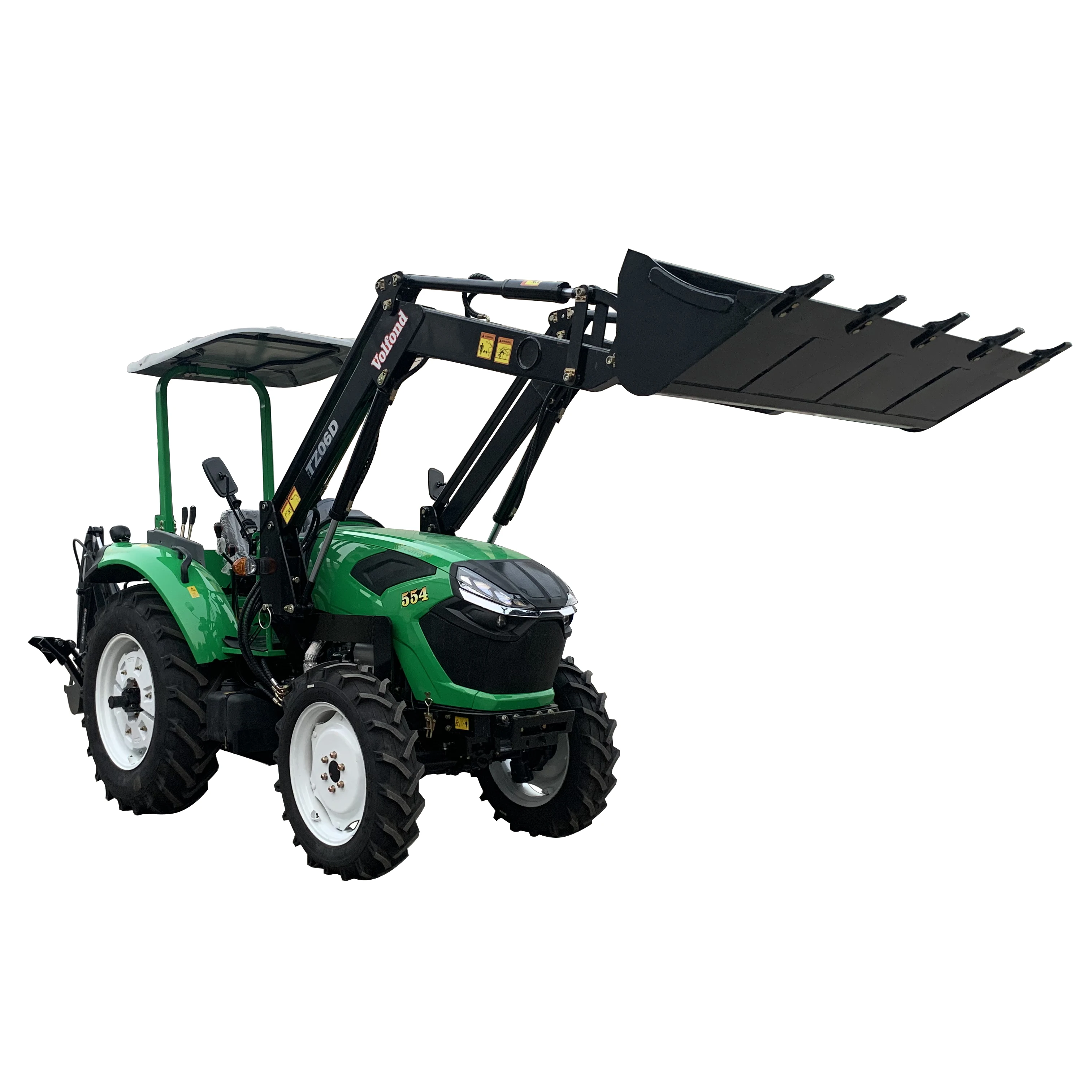 Thickened chassis front and rear axle 4wd diesel engine tractor with with front load and backhoe