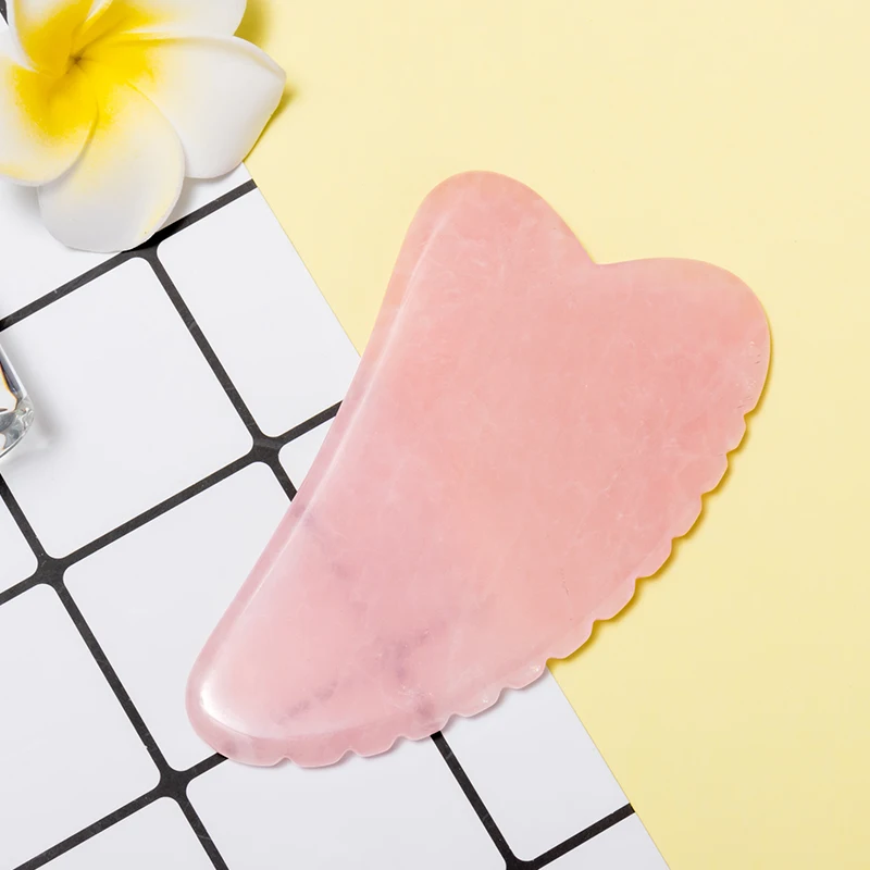 Facial Skincare Massage Tool Natural Stone Rose Quartz Jade Gua Sha Board For Essential Oil