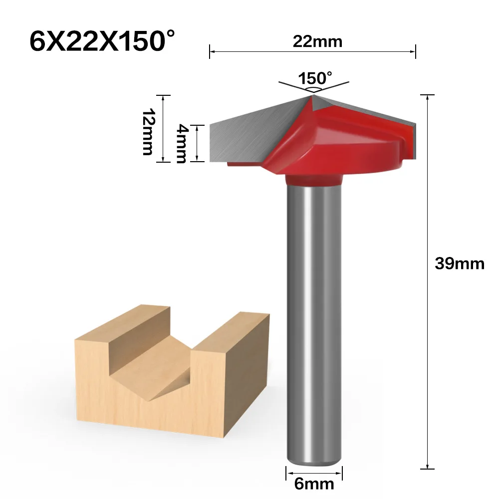 Hot Sale V-type Woodworking Milling Cutter With 8mm Shank 3d Cutter Computer Engraving Slotting Tungsten Steel Alloy Cutter