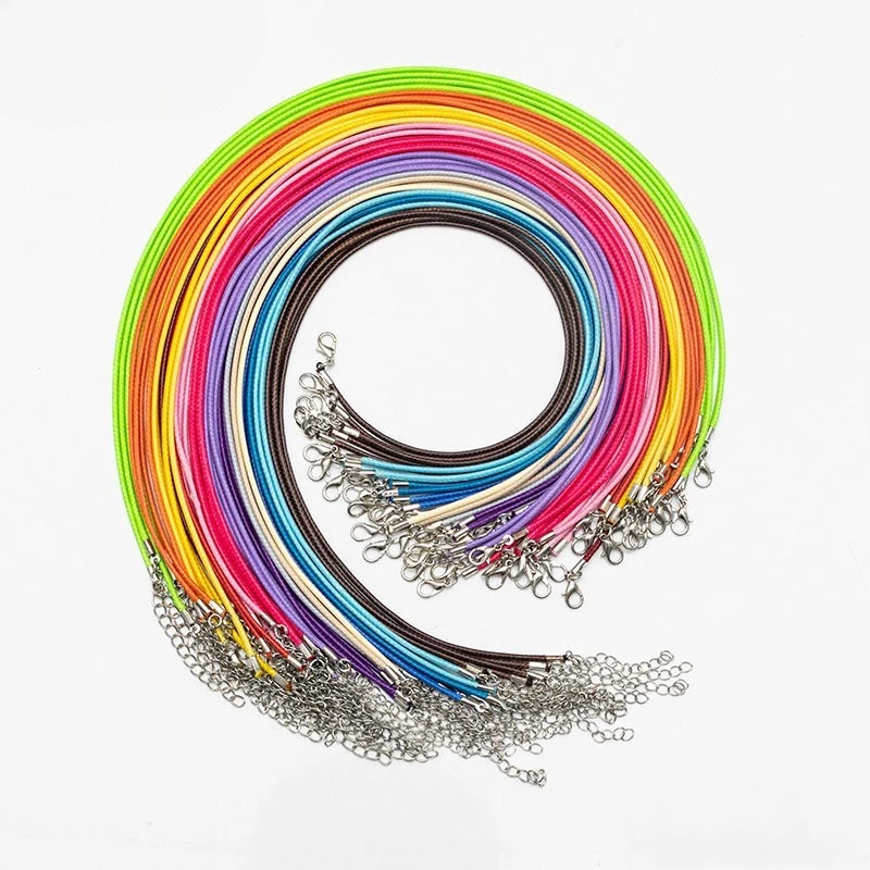 2mm Black Leather Rope Chain Wax Line Leather Cord Jewelry Accessories make Gemstone Pendant Necklace Used for DIY necklaces