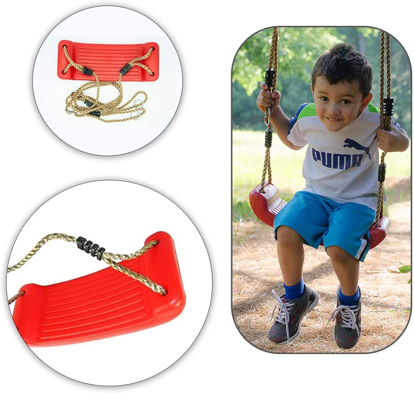 Durable lightweight plastic swing set - non-slip tree swing seat for children and adults swing set