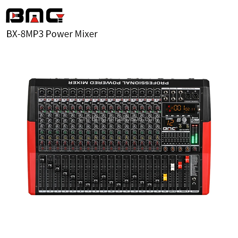 BMG Hot Selling 12 Channel USB Powered Amplifier Mixers with BT Music Dj Sound Amplifier Digital Mixer With Low Price