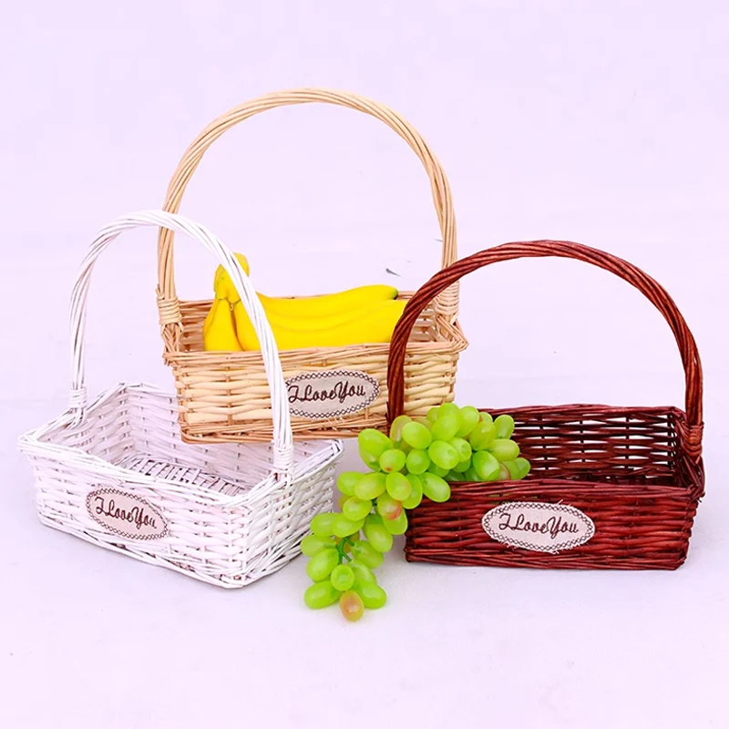Hot Selling Popular Handmade Teng Bamboo Flower Basket Gift Basket Fruit Snack Storage Basket