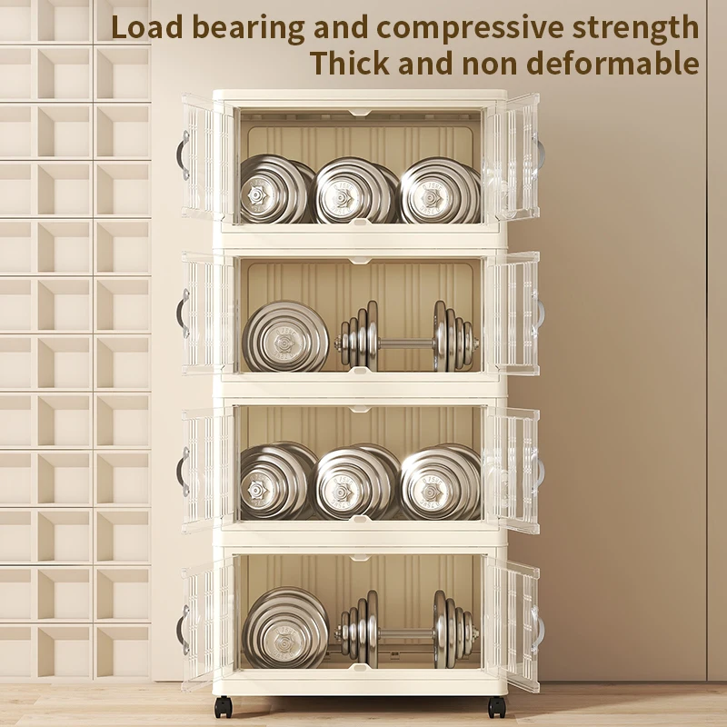 Factory supply large capacity folding storage box multilayer modern design stackable dust proof plastic storage cabinet