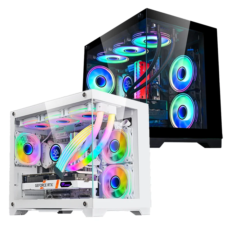 Снеговик Micro ATX PC чехол с панорамным закаленным стеклом обратное соединение материнская плата совместимый черный USB3.0 порт белый геймер