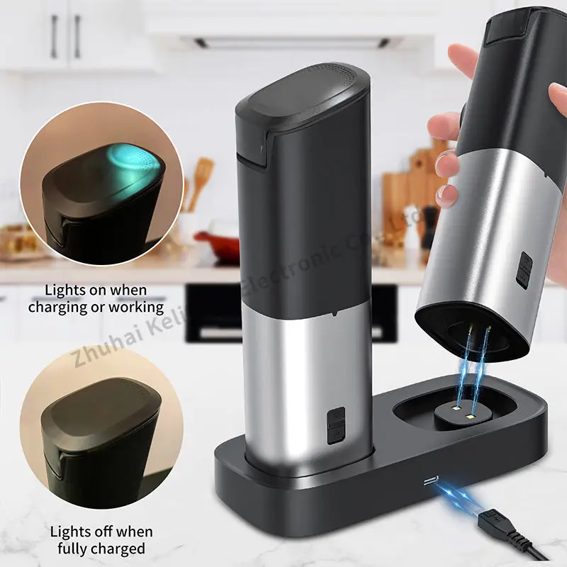 Electric Salt and Pepper Grinder Set Automatic Electronic Battery Stainless Steel Herb Grinder For Smoke