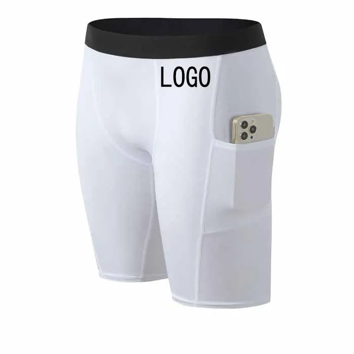 Mens Compression Shorts Gym Running Short Tights Breathable Fitness Workout Shorts with Phone Pockets shorts for men fitness