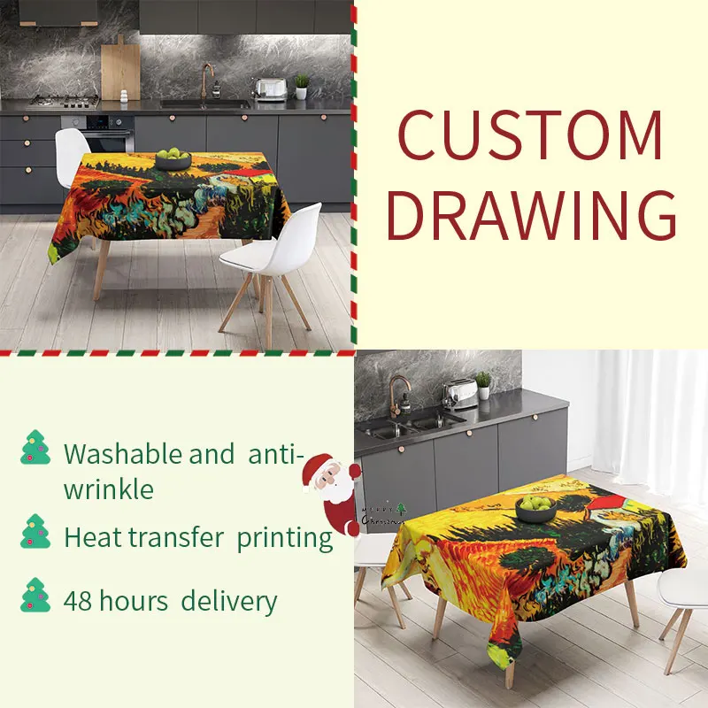 Beautiful Color Combination Pattern Polyester Tablecloths Creating Happy Atmosphere Table Cover for Special Days