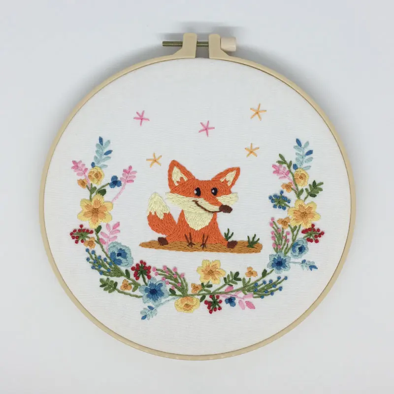 Лидер продаж, подарки ручной работы, домашний декор, вышивка своими руками с лисой и мотивами гирлянды