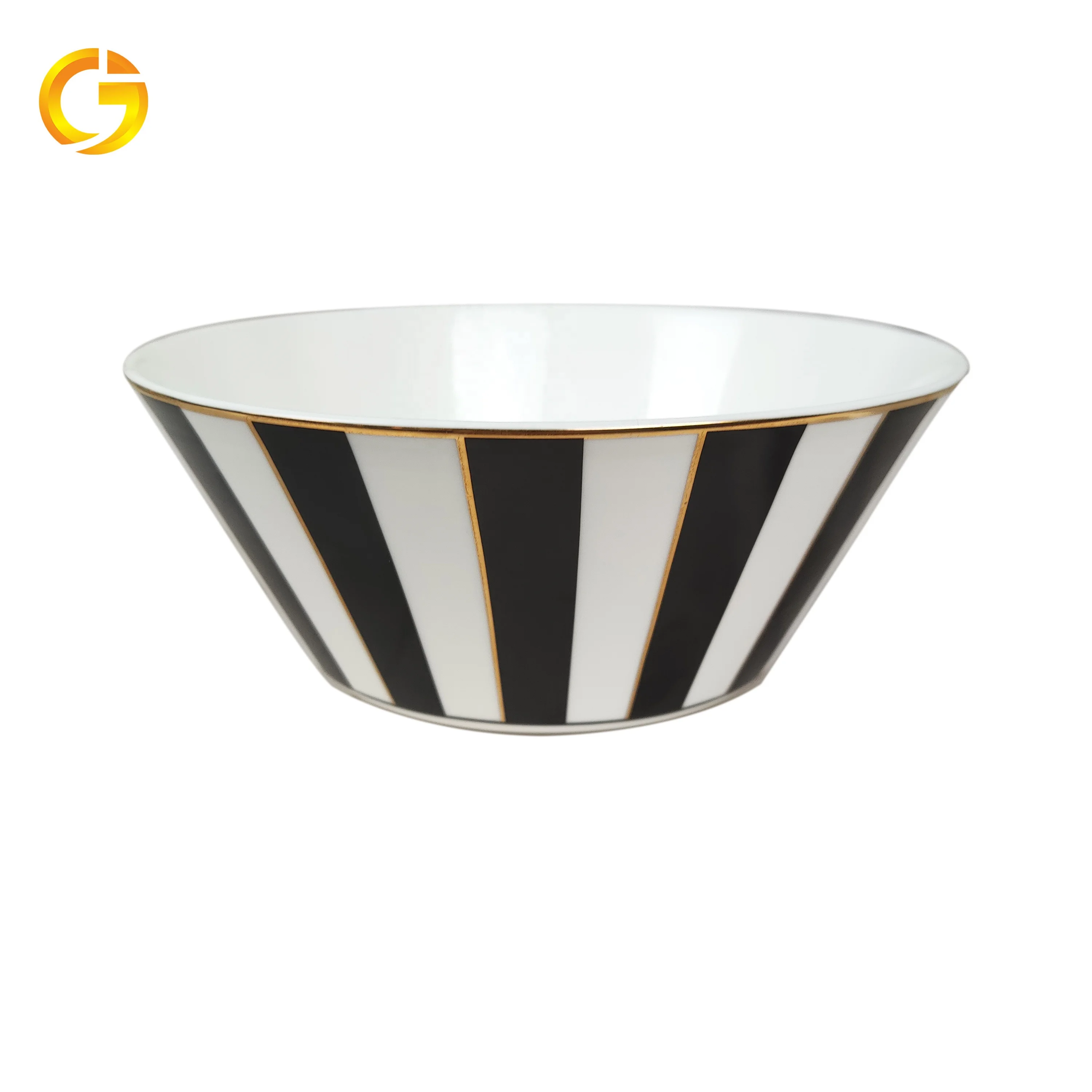 Hot selling Black and white striped design Bone china Korean bowl Dinnerware Set