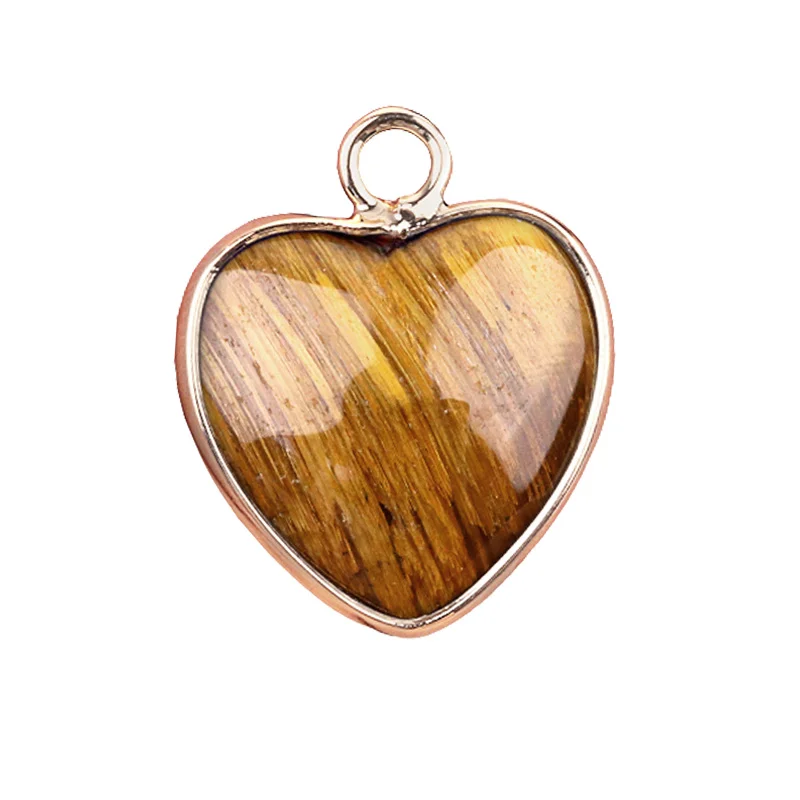 China Wholesale Unisex Vintage Style 15*15mm Heart Shape Red Jasper Pendant Fashionable Heart Shape Connector with Gold Plating