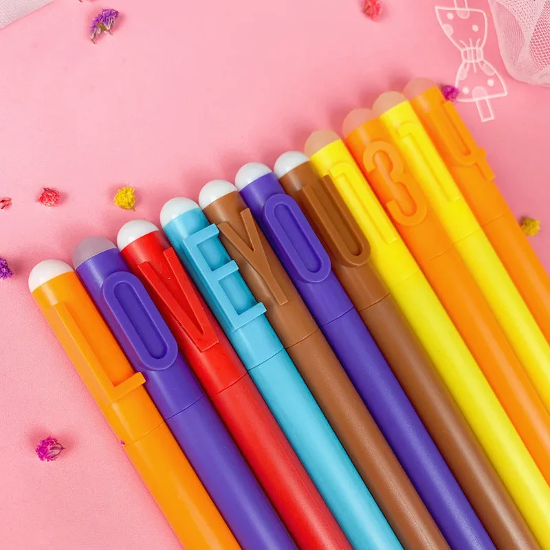 Novelty Colorful Letter Number Clip Gel Pens Creative Erasable Neutral Pen Candy Color Retractable Gel Pen