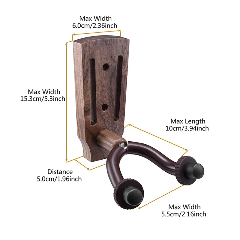 Reusable 2 pack wooden wall mount guitar hanger for home studio wall