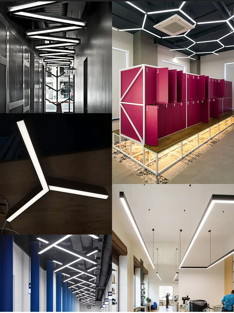 Black iron hang pendant lamp linear light suspension linear led pendant light tube modern pendant light for dining room home