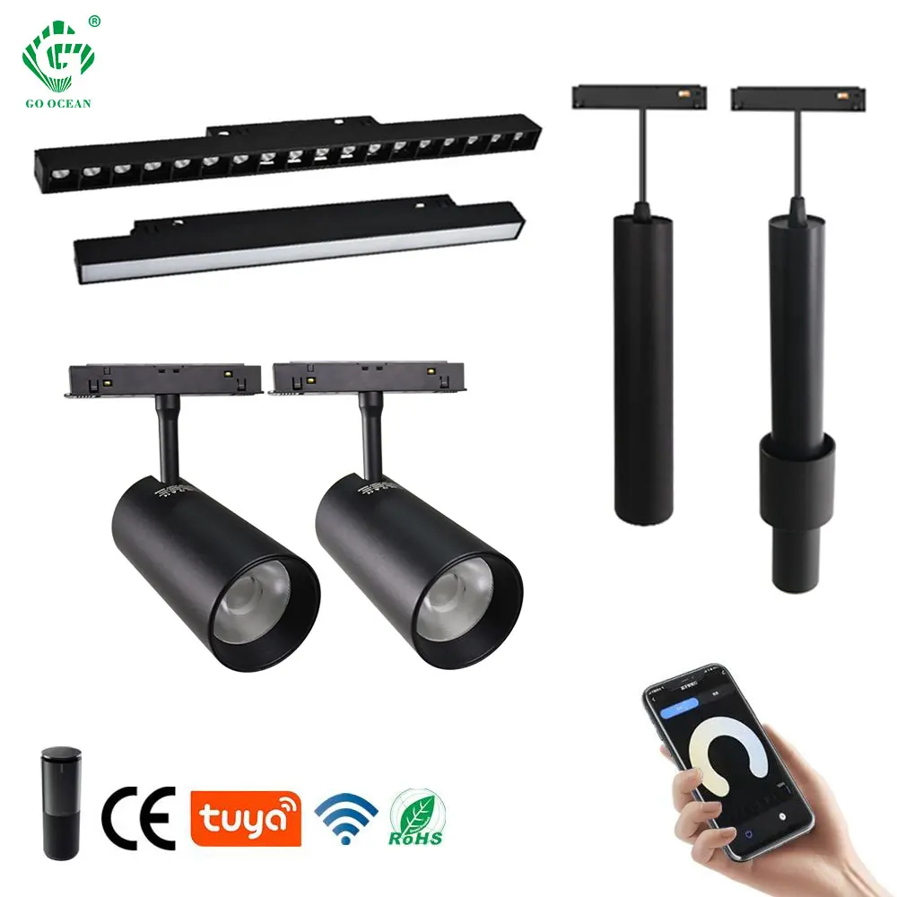 Euro Modern Spotlight Ceiling Surface Recessed 48V Cob Magnetic Track Lighting System Led Magnetic Track Rail
