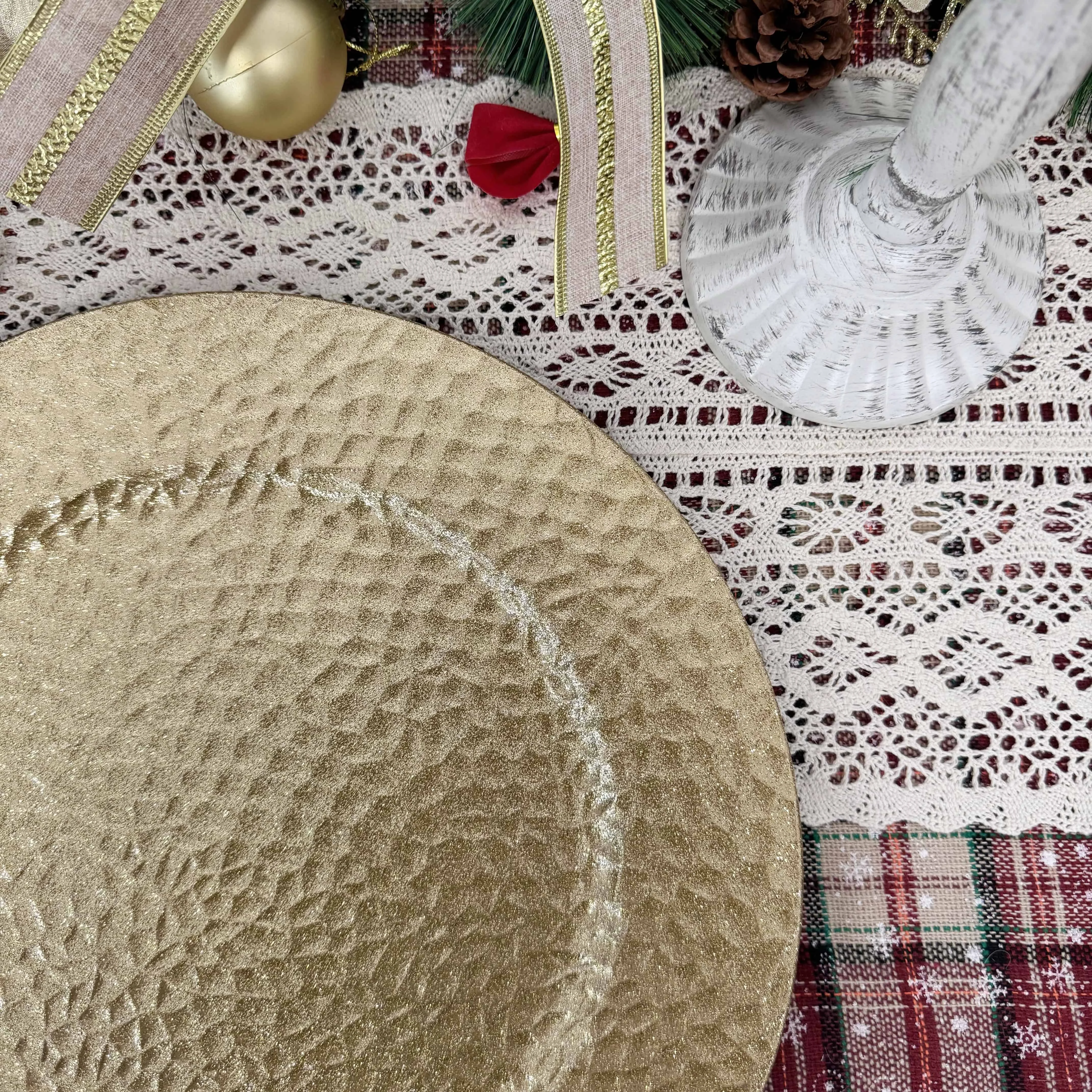 Wholesale Dinner Under Dishes Luxury Gold Reef Rim Charger Plates Wedding Banquet for Dinner Decoration