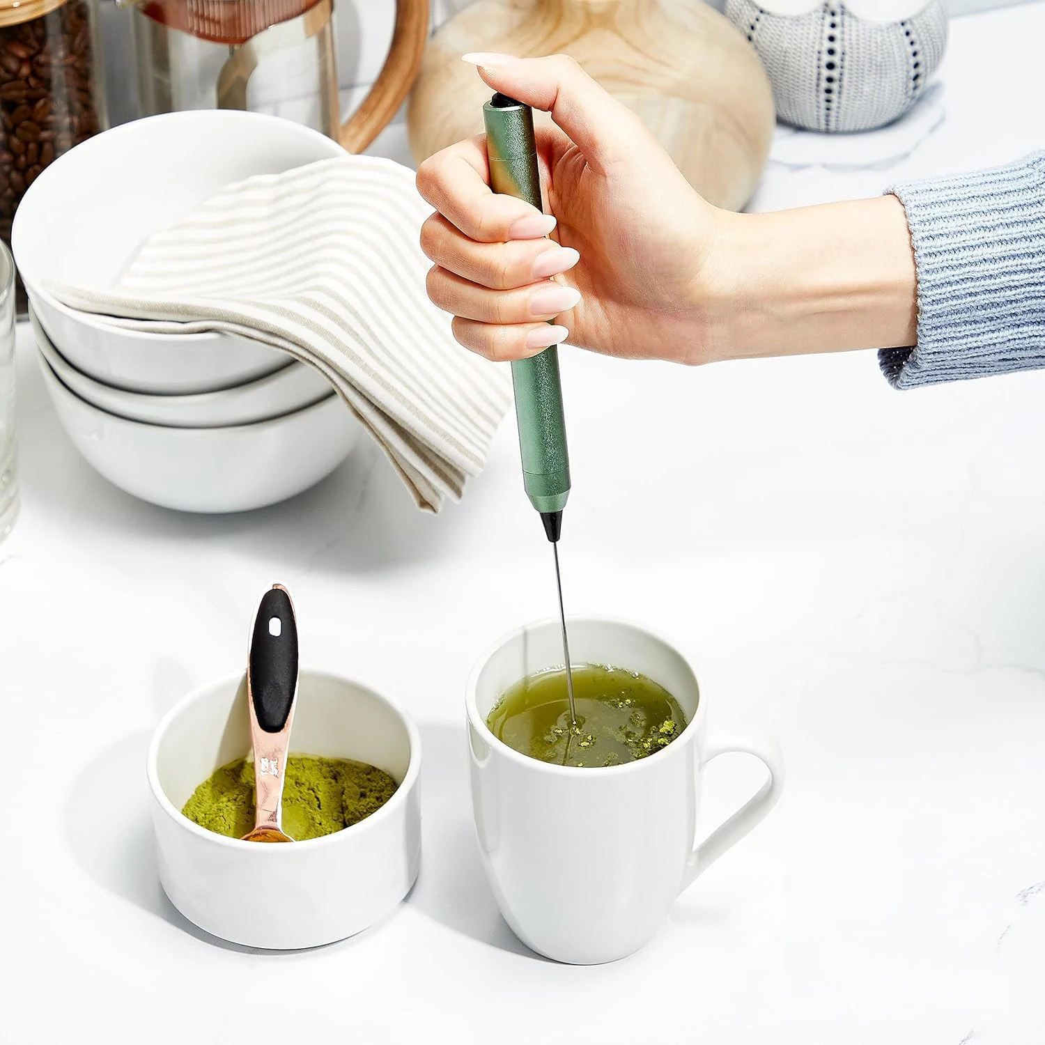 Hot Sell Espresso Accessories Electric Stainless Steel Milk Foam Maker Stirring Stick Mini Portable Handheld Milk Frother