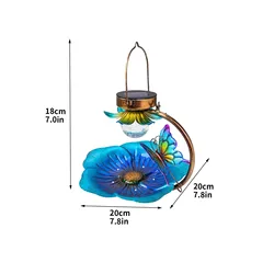 Bird Bath Flower-shaped Outdoor Garden Solar Lamp Hanging Courtyard Bird Feeder Night Lights Bird Feeder Garden Ornament