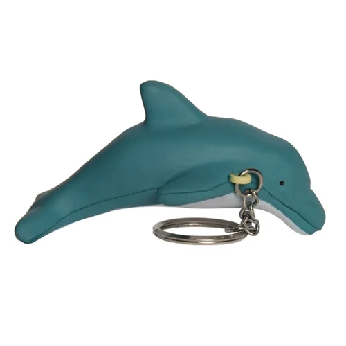Custom Logo Blue Dolphin Anti Stress Ball Squeeze Toy Keychain