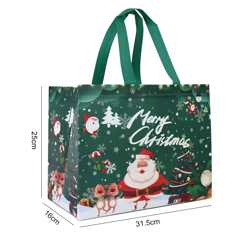 Wholesale New Popular Non-woven Laminated Christmas Gift Bag for Merry Stock Size Many Design to Choose