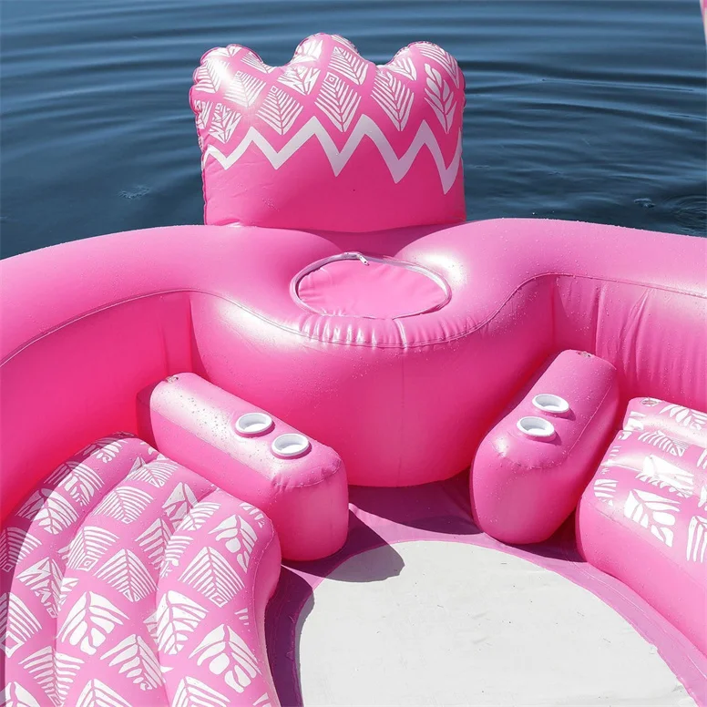 factory customizable 6-person flamingo unicorn inflatable bay breeze boat water floating party island