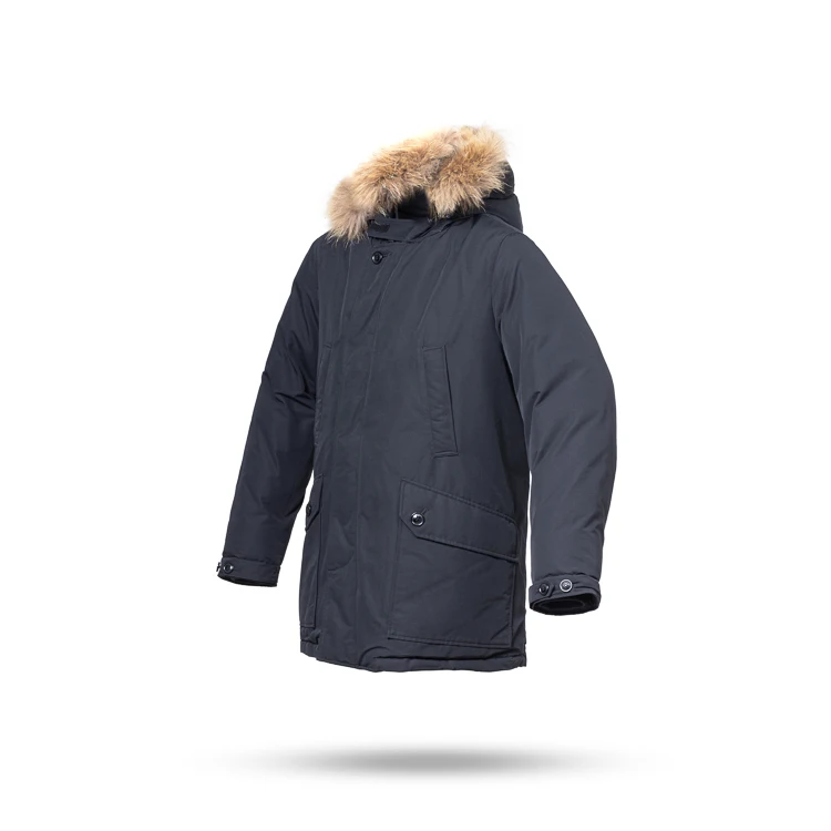 Зимнее мужское хлопковое плотное теплое пальто с гусиным пухом со съемной шапкой, пальто с капюшоном и манжетами в рубчик, пальто для мужчин