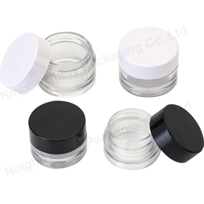 ODM OEM Clear Plastic Jars With Black Or White Lids Plastic Heavy Wall PET Jar Cream Set 5g 10g 20g