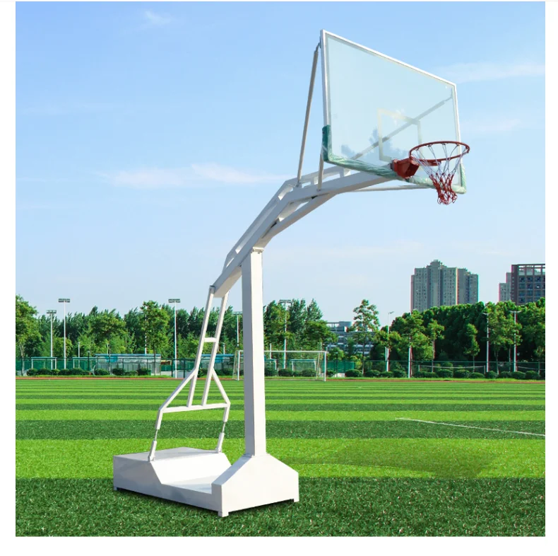 Portable FIBA outdoor indoor basketball hoop stand portable movable adult basketball stand with tempered glass and spring rim