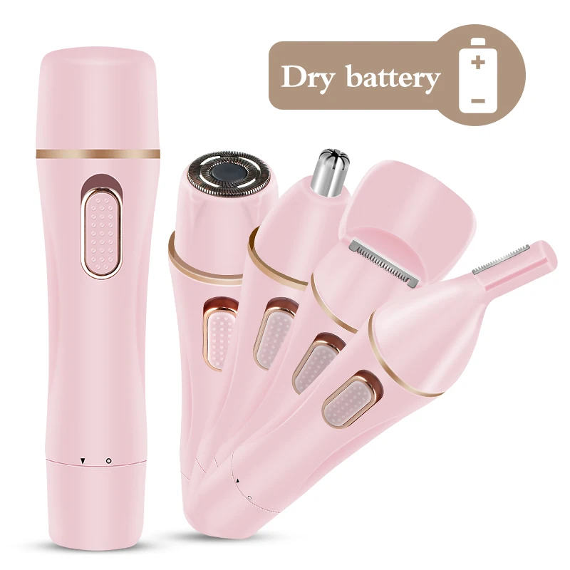 Китайский оптовый поставщик, новый дизайн, 4 в 1, Женская бритва, триммер для волос на лице с питанием от батарейки AA